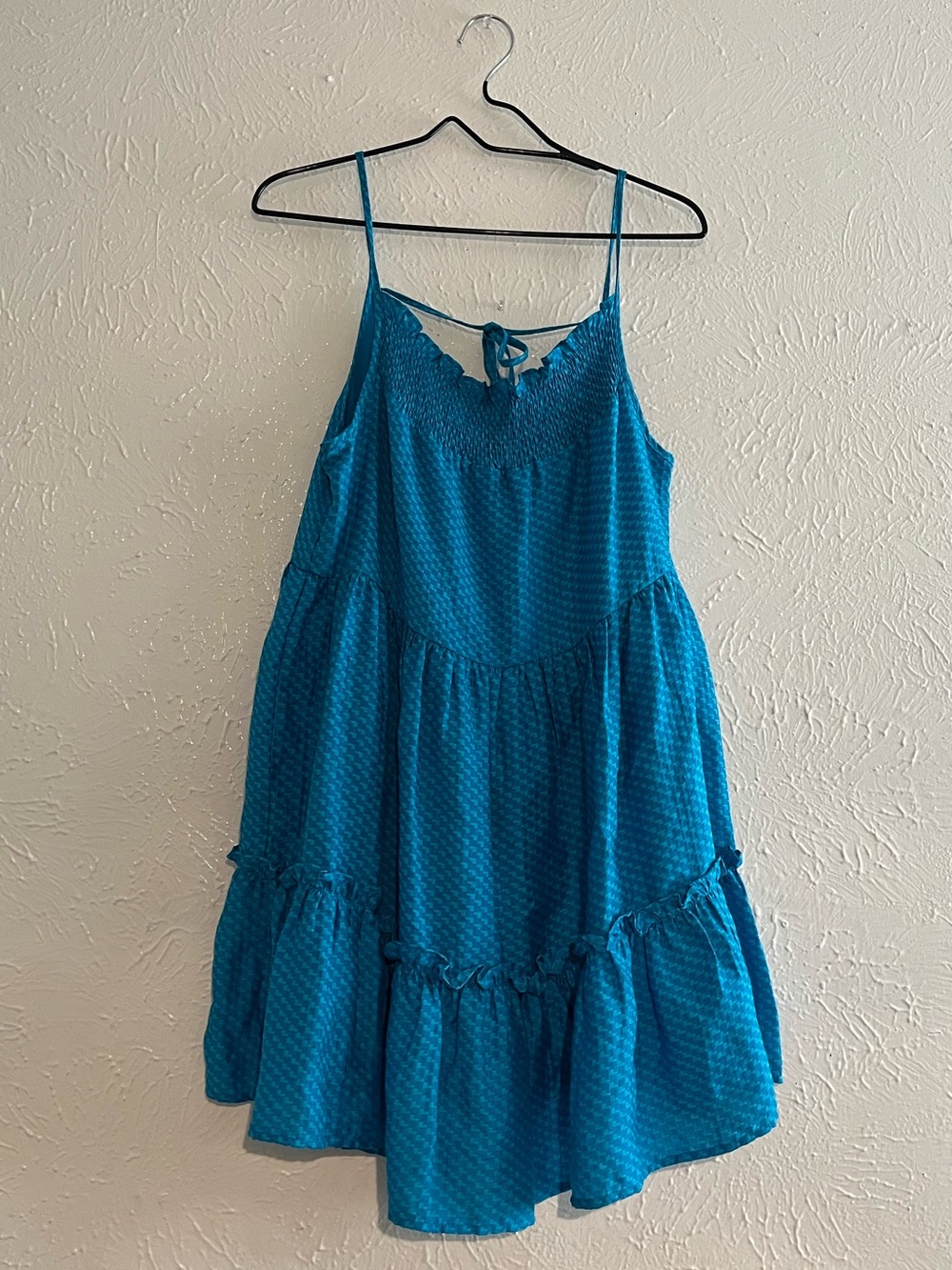 Women's Teal Tiered Babydoll Dress with Spaghetti Straps